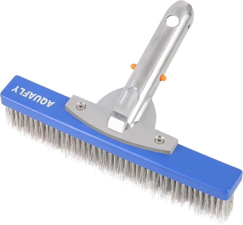 AQUAFLY 10-Inch Stainless Steel Pool Brush - Heavy Duty Pool Cleaning Brush for Concrete & Gunite Pools, Deep Cleaning Tool for Walls & Floors - Durable Wire Bristle Brush Head - Image 1